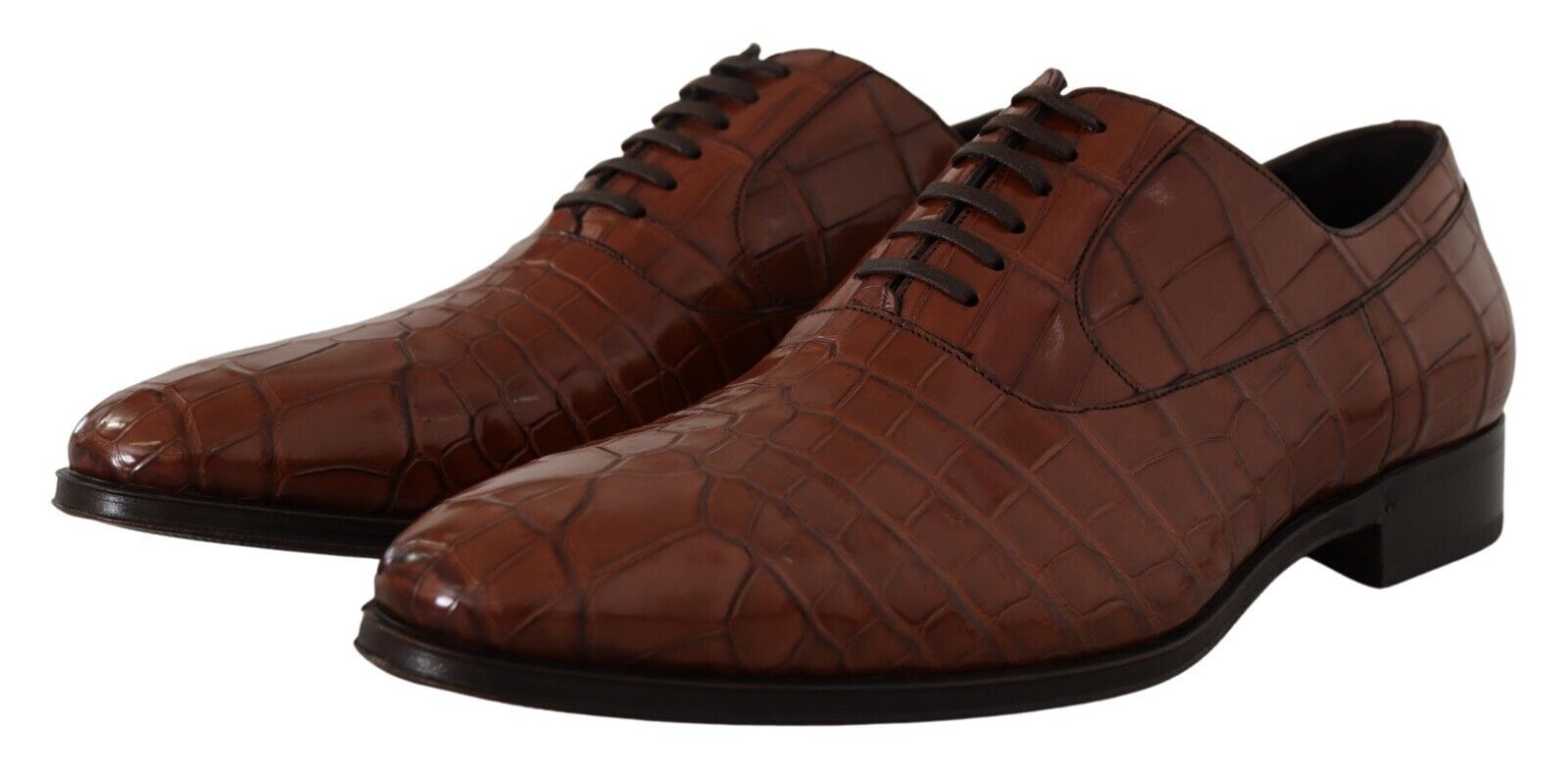 Dolce & Gabbana Dolce & Gabbana Brown Crocodile Leather Mens Formal Derby Men's Shoes