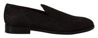 Dolce & Gabbana Black Floral Brocade Slippers Loafers Men's Shoes