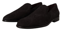 Dolce & Gabbana Black Floral Brocade Slippers Loafers Men's Shoes