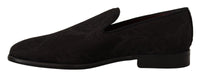 Dolce & Gabbana Black Floral Brocade Slippers Loafers Men's Shoes
