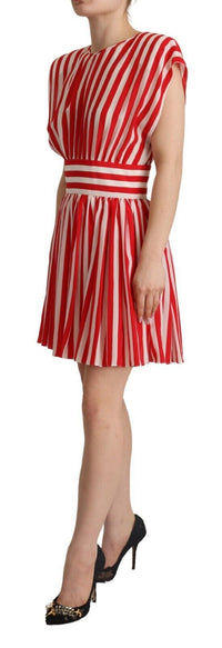 Dolce & Gabbana Red White Stripes Silk Mini A-line Women's Dress