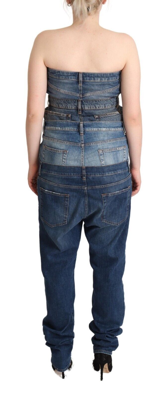 Dolce & Gabbana Dolce & Gabbana Dark Blue Cotton Strapless Denim Jumpsuit Women's Dress