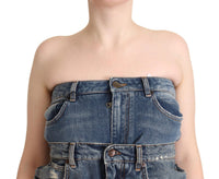 Dolce & Gabbana Dolce & Gabbana Dark Blue Cotton Strapless Denim Jumpsuit Women's Dress