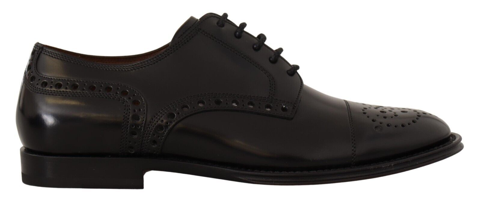 Dolce & Gabbana Dolce & Gabbana Black Leather Wingtip Mens Formal Derby Men's Shoes