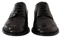 Dolce & Gabbana Dolce & Gabbana Black Leather Wingtip Mens Formal Derby Men's Shoes