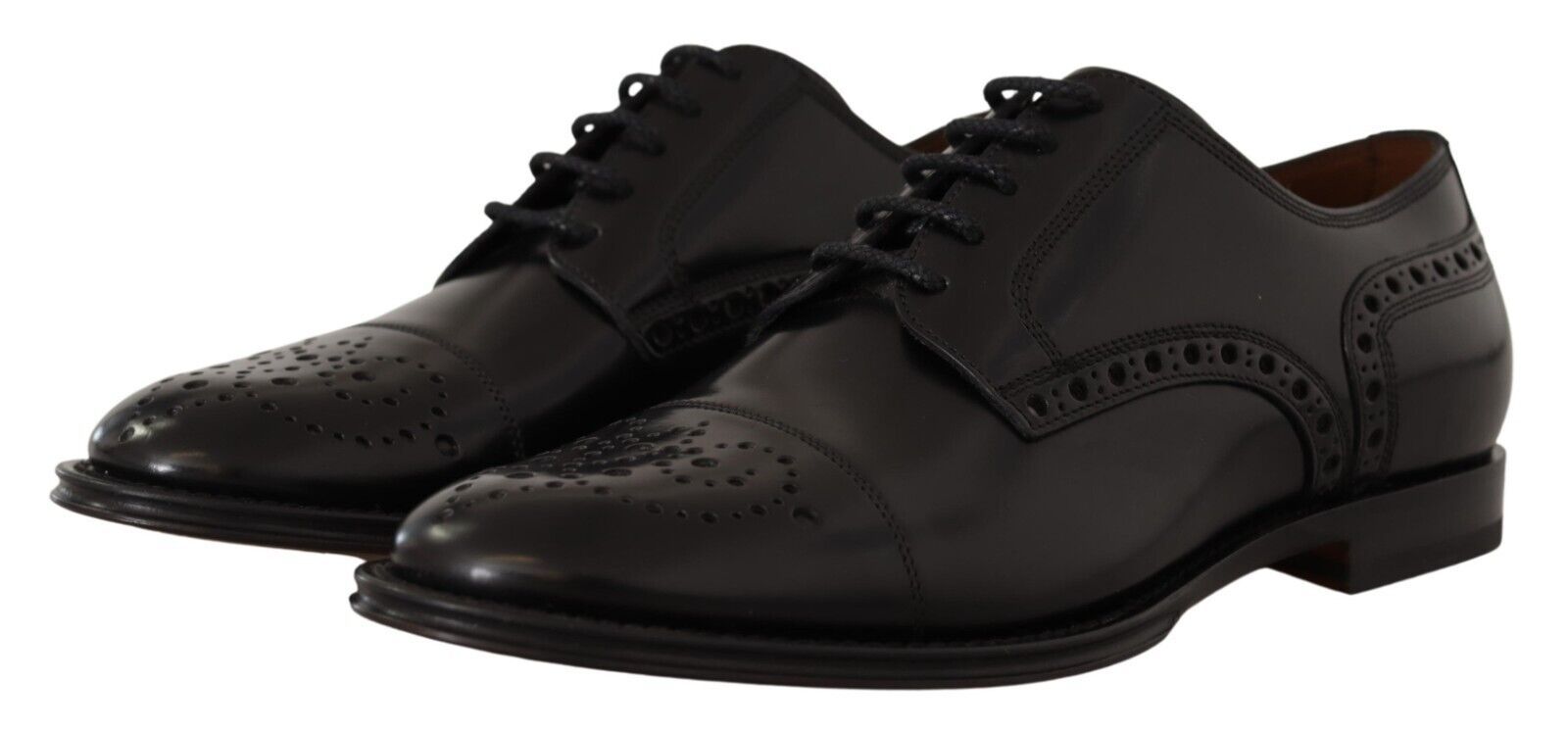 Dolce & Gabbana Dolce & Gabbana Black Leather Wingtip Mens Formal Derby Men's Shoes
