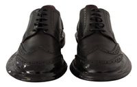 Dolce & Gabbana Dolce & Gabbana Black Leather Oxford Wingtip Formal Derby Men's Shoes