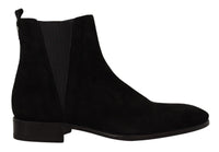 Dolce & Gabbana Black Suede Leather Chelsea Mens Boots Men's Shoes