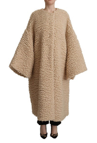 Dolce & Gabbana Dolce & Gabbana Beige Cashmere Wool Faux Fur Coat Women's Jacket