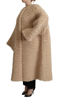 Dolce & Gabbana Dolce & Gabbana Beige Cashmere Wool Faux Fur Coat Women's Jacket