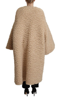 Dolce & Gabbana Dolce & Gabbana Beige Cashmere Wool Faux Fur Coat Women's Jacket