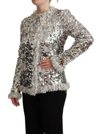 Dolce & Gabbana Dolce & Gabbana Silver Sequined Shearling Long Sleeves Women's Jacket