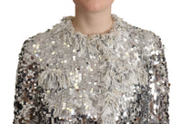 Dolce & Gabbana Dolce & Gabbana Silver Sequined Shearling Long Sleeves Women's Jacket