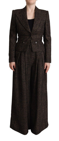 Dolce & Gabbana Dolce & Gabbana Dark Brown Wool Single Breasted 2 Pc Jacket Women's Pants