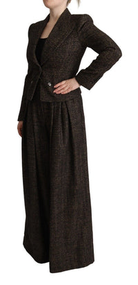 Dolce & Gabbana Dolce & Gabbana Dark Brown Wool Single Breasted 2 Pc Jacket Women's Pants