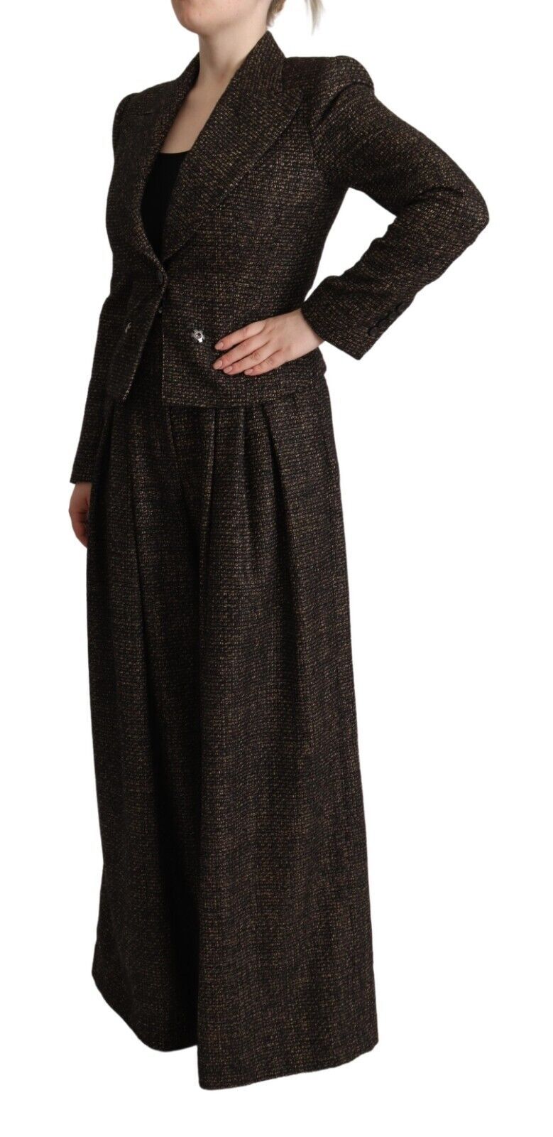 Dolce & Gabbana Dolce & Gabbana Dark Brown Wool Single Breasted 2 Pc Jacket Women's Pants