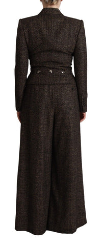 Dolce & Gabbana Dolce & Gabbana Dark Brown Wool Single Breasted 2 Pc Jacket Women's Pants