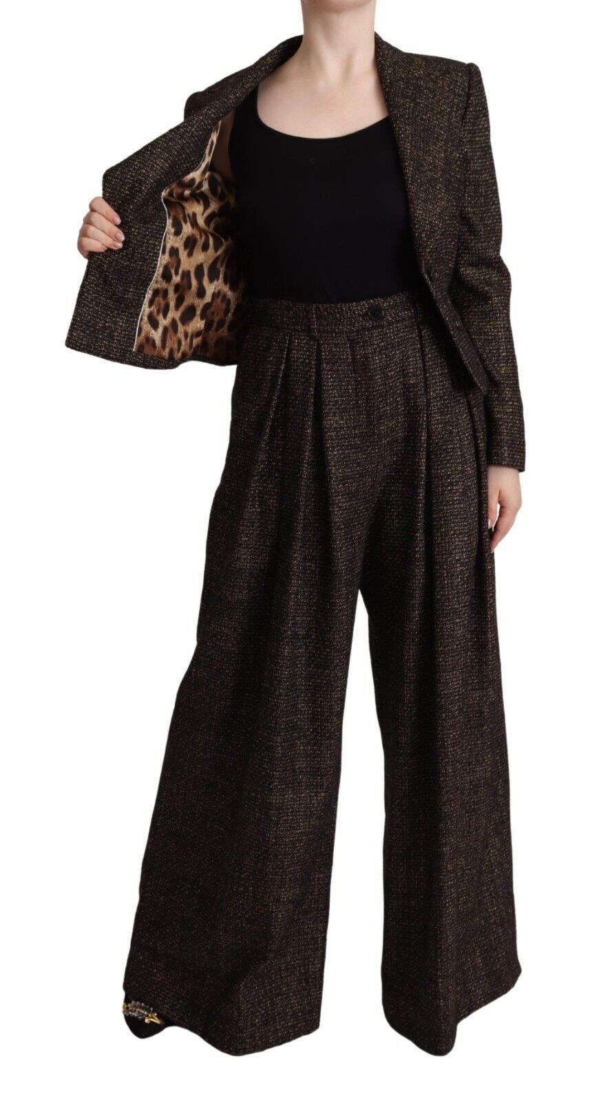 Dolce & Gabbana Dolce & Gabbana Dark Brown Wool Single Breasted 2 Pc Jacket Women's Pants