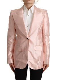 Dolce & Gabbana Dolce & Gabbana Pink Satin Long Sleeves Blazer Coat Women's Jacket