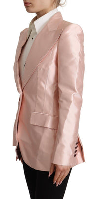 Dolce & Gabbana Dolce & Gabbana Pink Satin Long Sleeves Blazer Coat Women's Jacket
