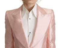 Dolce & Gabbana Dolce & Gabbana Pink Satin Long Sleeves Blazer Coat Women's Jacket