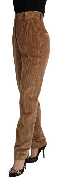 Dolce & Gabbana Brown Cotton Corduroy High Waist Skinny Women's Pants