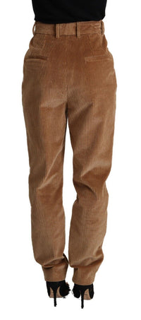 Dolce & Gabbana Brown Cotton Corduroy High Waist Skinny Women's Pants