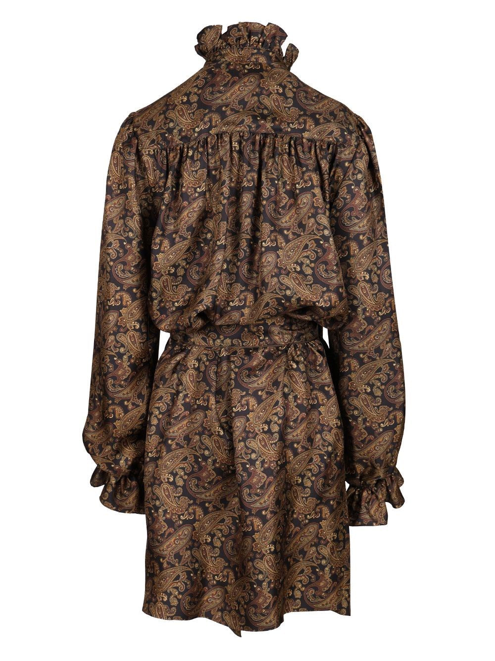 Saint Laurent Women Paisley Pattern Silk Twill Dress