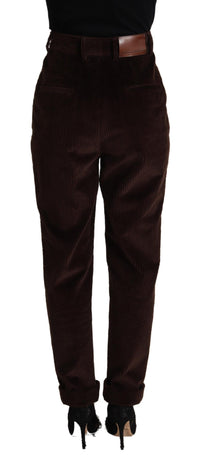 Dolce & Gabbana Bordeaux Corduroy Cotton Trouser Tapered Women's Pants
