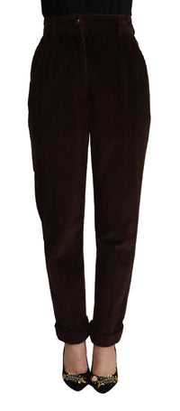 Dolce & Gabbana Bordeaux Corduroy Cotton Trouser Tapered Women's Pants