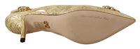 Dolce & Gabbana Gold Crystal Slingbacks Pumps Heels Women's Shoes