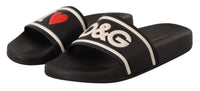 Dolce & Gabbana Dolce & Gabbana Black Leather I Love D&G Slides Women's Sandals