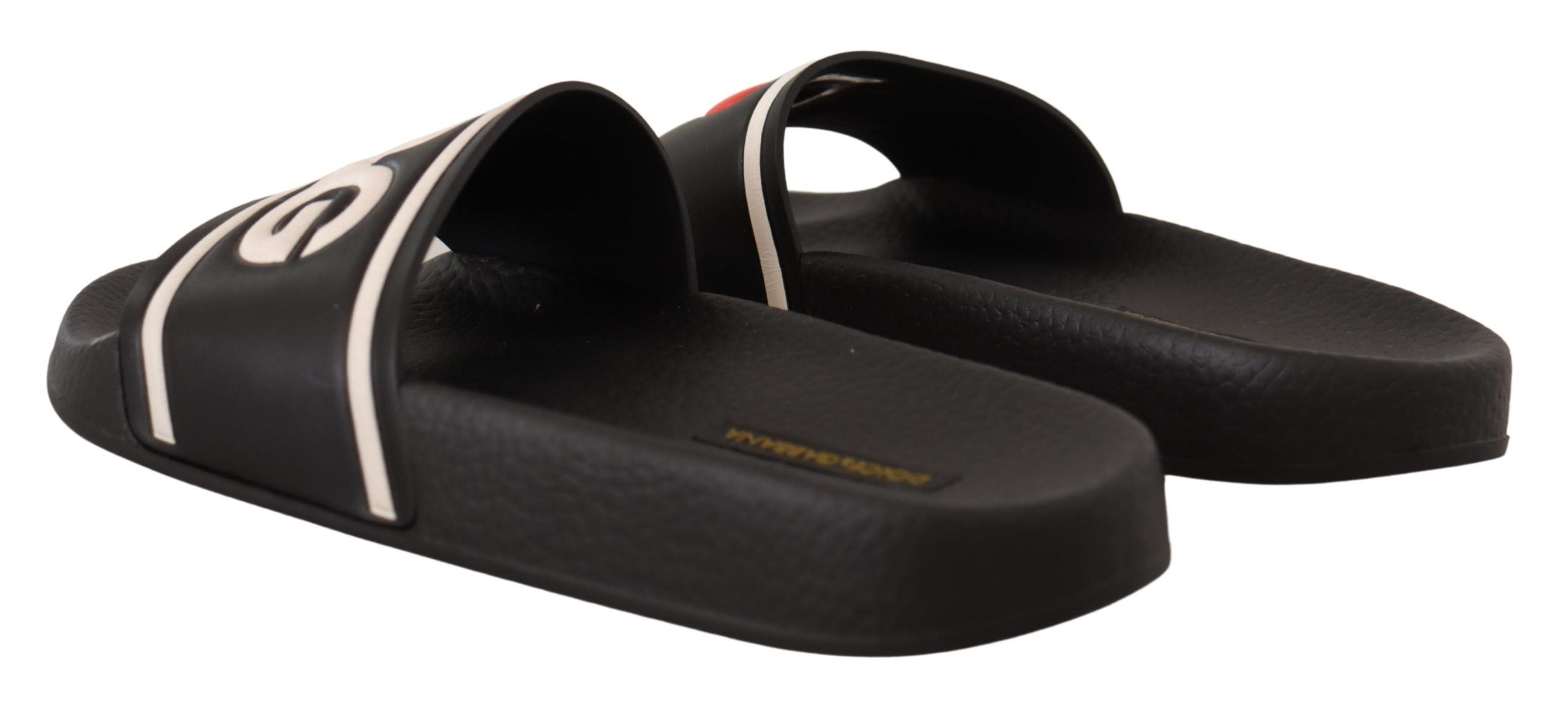 Dolce & Gabbana Dolce & Gabbana Black Leather I Love D&G Slides Women's Sandals