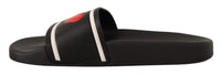 Dolce & Gabbana Dolce & Gabbana Black Leather I Love D&G Slides Women's Sandals