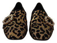 Dolce & Gabbana Dolce & Gabbana Gold Leopard Print Crystals Loafers Women's Shoes