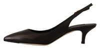Dolce & Gabbana Black Leather Slingbacks Heels Pumps Women's Shoes