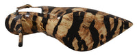 Dolce & Gabbana Brown Slingbacks Leather Tiger Women's Shoes