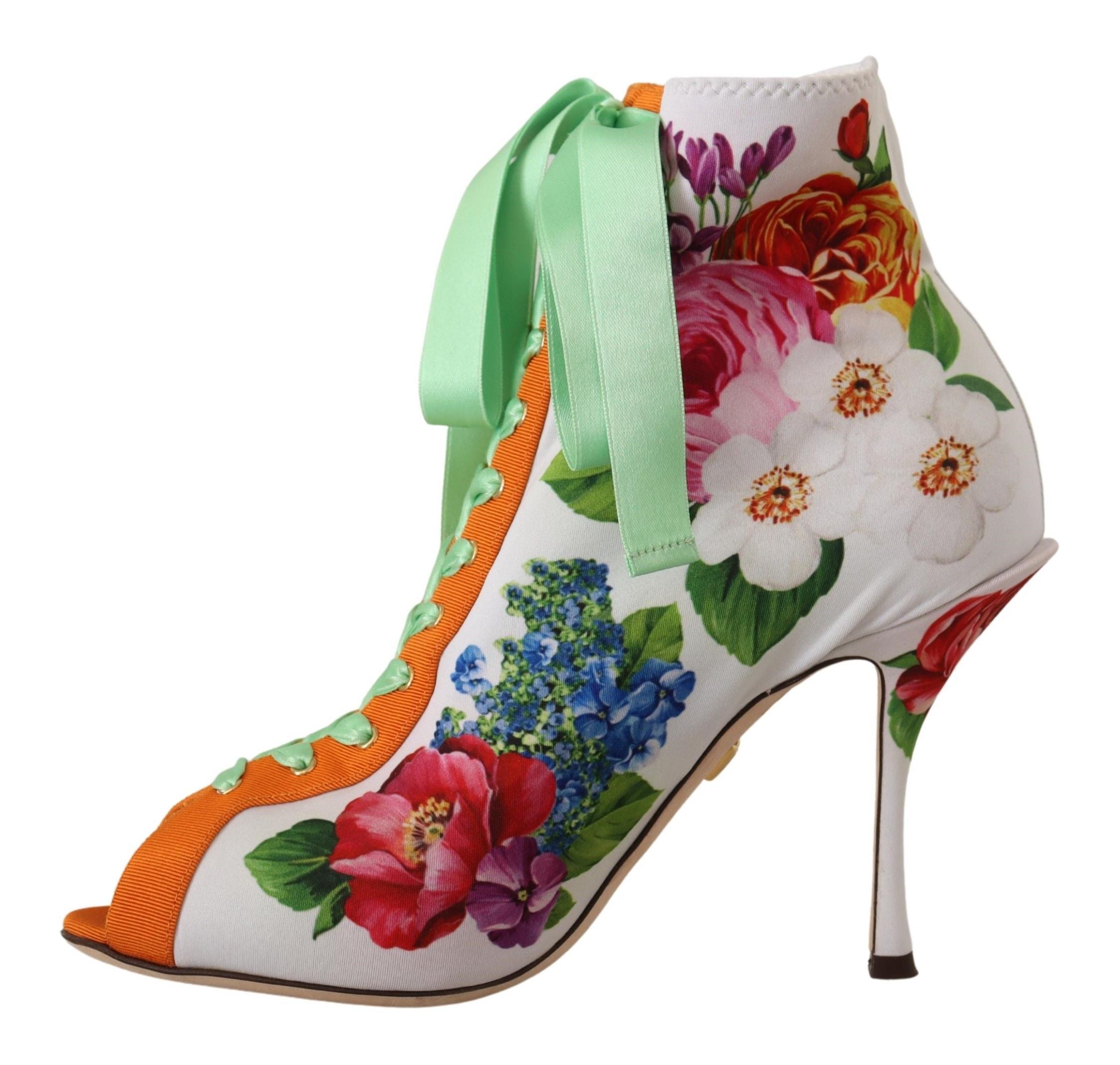 Dolce & Gabbana White Jersey Stretch Boots Open Toes Heels Women's Shoes