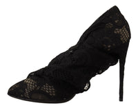 Dolce & Gabbana Black Stretch Socks Taormina Lace Boots Women's Shoes