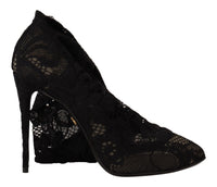Dolce & Gabbana Black Stretch Socks Taormina Lace Boots Women's Shoes