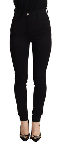 Dolce & Gabbana Black High Waist Skinny Slim Fit Women's Pants
