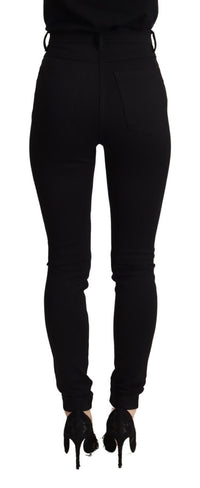 Dolce & Gabbana Black High Waist Skinny Slim Fit Women's Pants