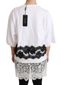 Dolce & Gabbana White Fashion Sinner Cotton Lace T-shirt Women's Top