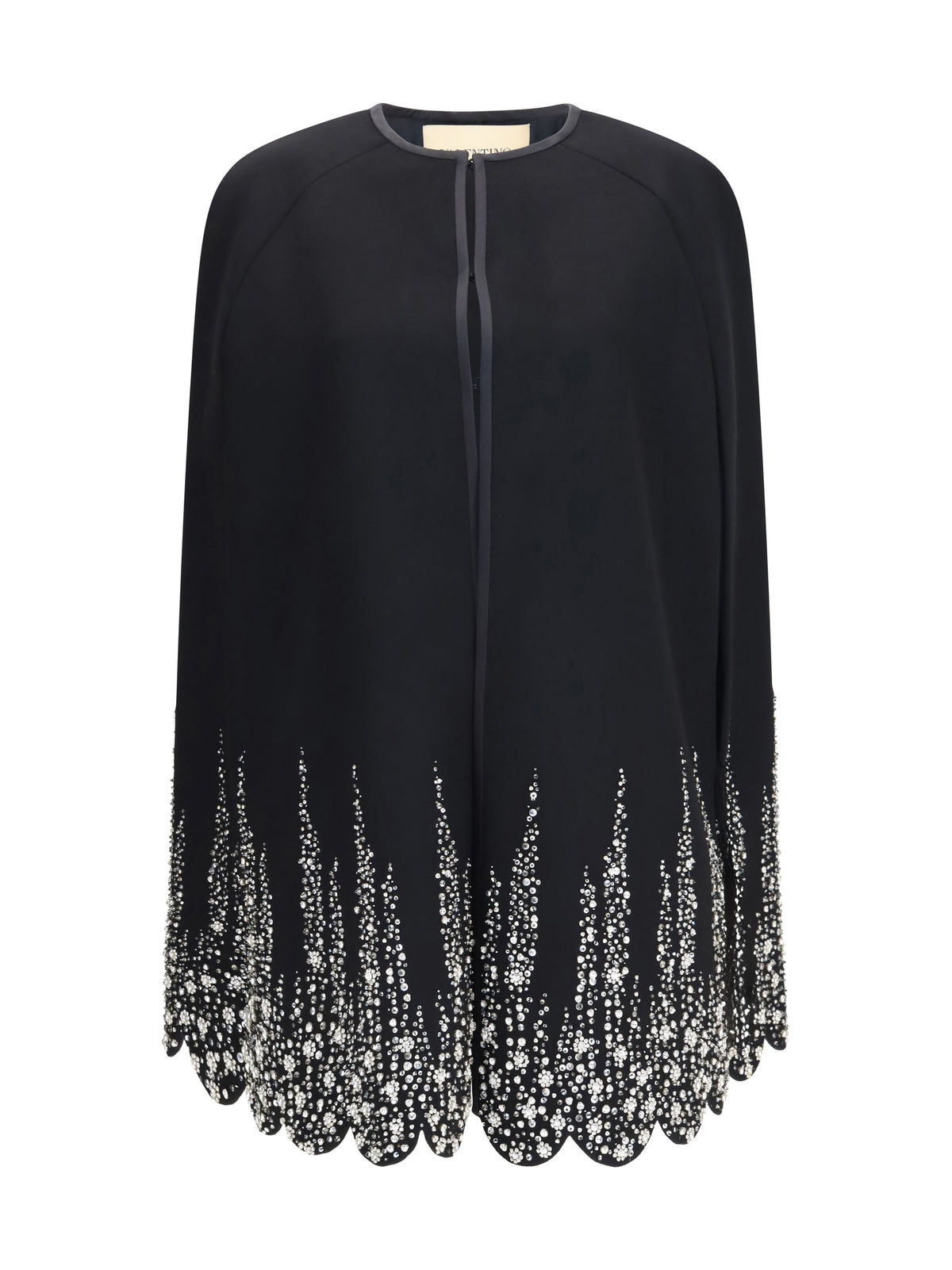 Valentino Women Compact Drap Cape With Degradé Rhinestone Embroidery