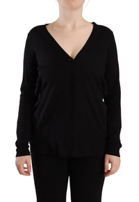 Dolce & Gabbana Black Wool V-neck Long Sleeves Pullover Women's Top