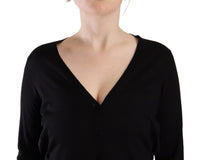 Dolce & Gabbana Black Wool V-neck Long Sleeves Pullover Women's Top