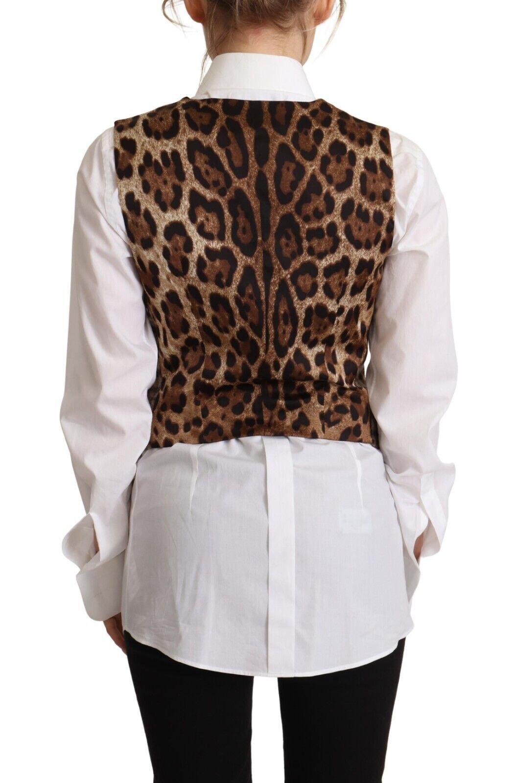 Dolce & Gabbana Dolce & Gabbana Brown Checkered Leopard V-neck Sleeveless Vest Women's Top