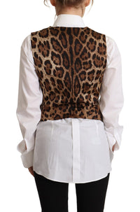 Dolce & Gabbana Dolce & Gabbana Brown Checkered Leopard V-neck Sleeveless Vest Women's Top