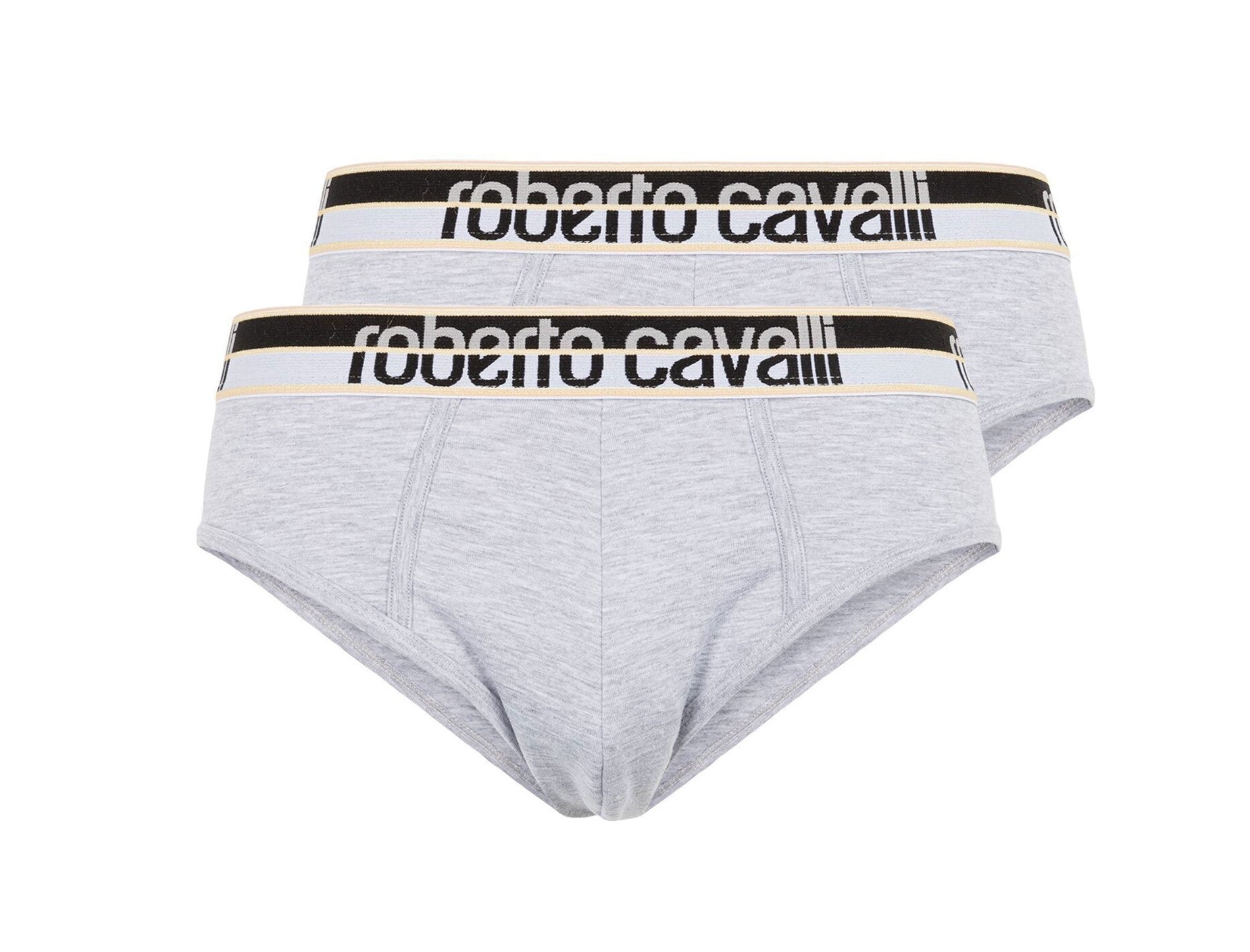 Roberto Cavalli Grey Melange Cotton Jersey Stretch Brief Slip-2-Pack-