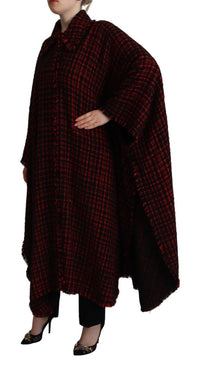 Dolce & Gabbana Dolce & Gabbana Black Red Cotton Checkered Over Coat Women's Jacket